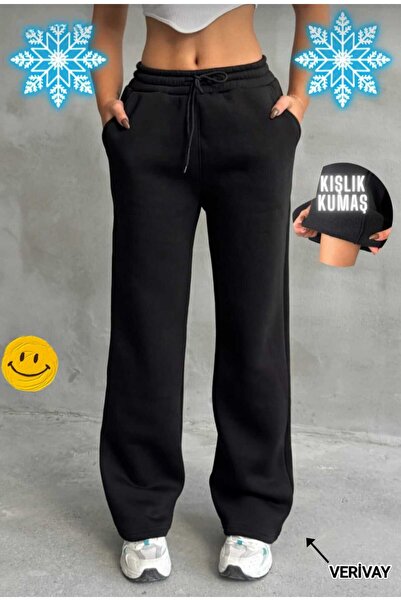 Verivay بنطلون رياضي شتوي فضفاض للنساء مع بطانة من الصوف الداخلي