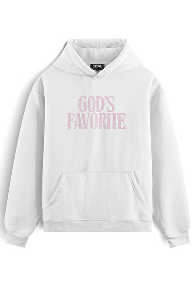 3 ROPE سويت شيرت بقلنسوة كبير الحجم مطبوع عليه God's Favorite Taş للجنسين