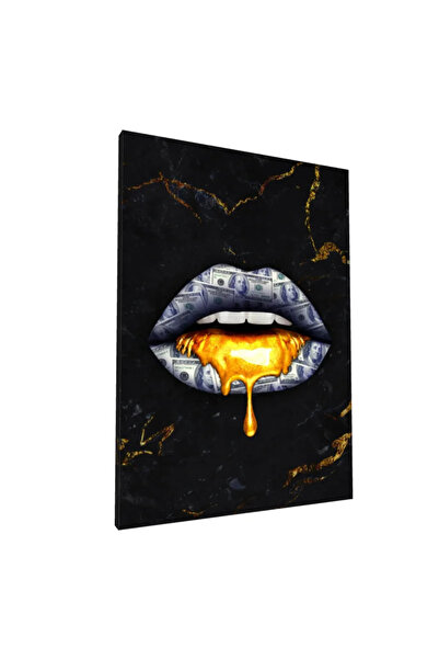 PozaTablou Pictură pe pânză: Buze de dolar cu aur topit 50x70 cm