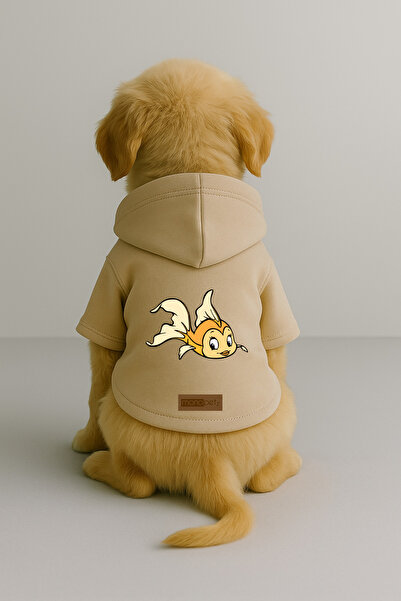 Monopetz ملابس وملابس للكلاب والقطط مطبوع مع قطيفة من الداخل - لون بيج K بغطا...