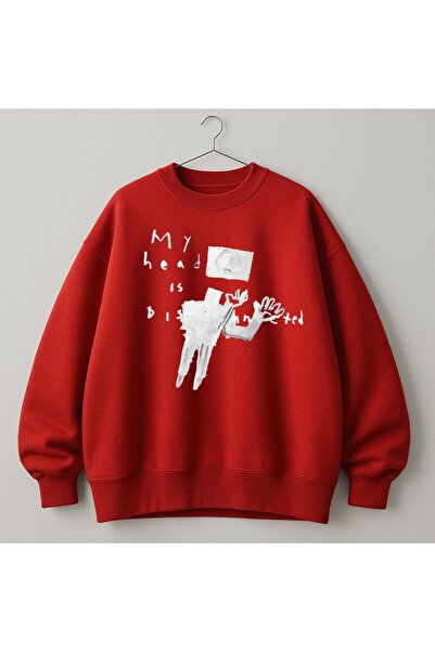 MAYDAY CULTURE Hanorac unisex cu două fire, roșu, cu design David Lynch, impr...