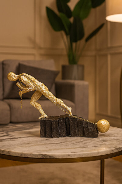 İSHTAR DEKOR DEKORATİF DÜNYA ÇEKEN İNSAN BİBLO - GOLD