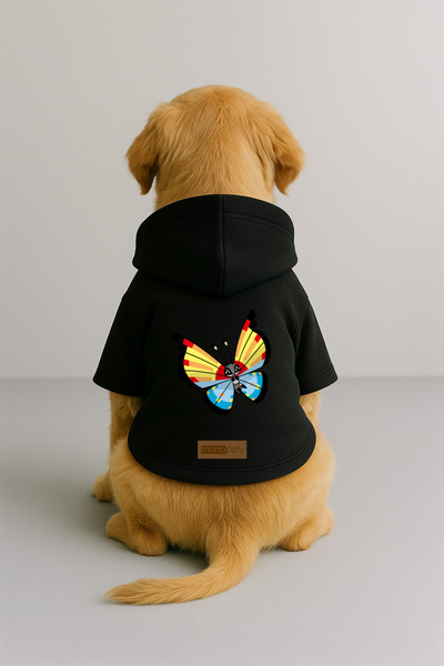 Monopetz Printed Dog and Cat Clothing & Dress with Fleece Inside - Black Colo...