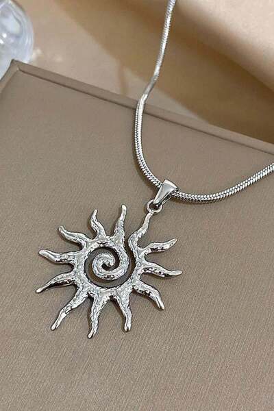 Karakedi Silver Sun Spiral Necklace