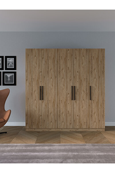 AYMOBSAN Niro 5 Kapaklı Gardrop, Askılı ve Raflı, 200 cm - Atlantik Çam