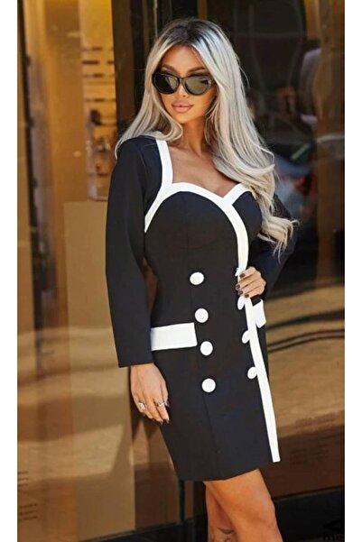 Wear Up Women's Long Sleeve Heart Neckline Covered Button and Pocket Detail D...