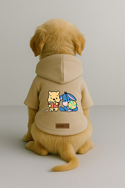 Monopetz Printed Dog and Cat Clothing & Dress with Fleece Inside - Beige Colo...
