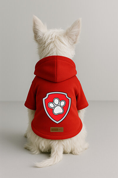 Monopetz ملابس وملابس للكلاب والقطط مطبوع - لون أحمر K بغطاء رأس هودي BDD64