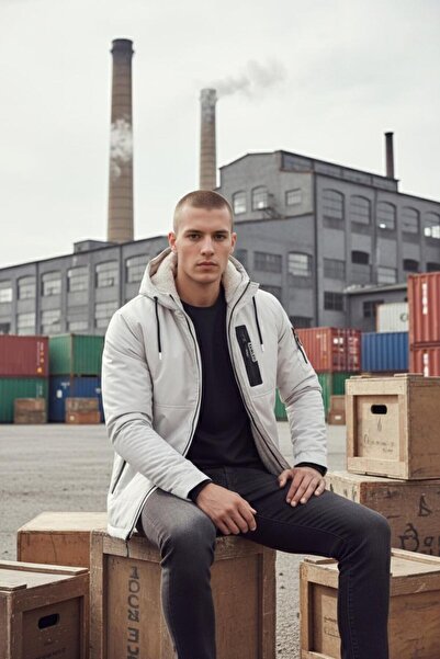 MRD SPORT Men's Coat with Fur Inside, Windproof and Waterproof