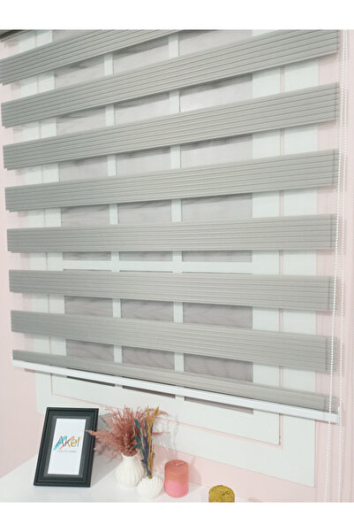 akel collection Gri Zebra Stor Perde – Modern Çizgili Düz Zebra