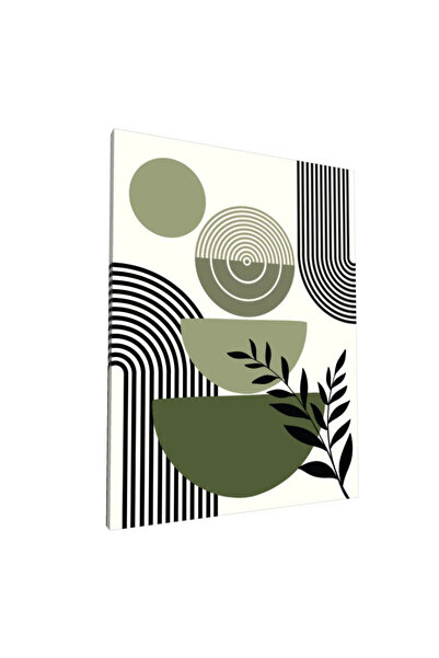 PozaTablou Pictură pe pânză: Forme geometrice și frunze abstracte 70x90 cm