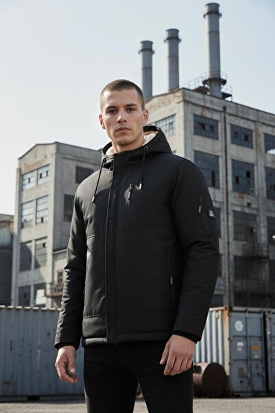 MRD SPORT Men's Coat with Fur Inside, Windproof and Waterproof