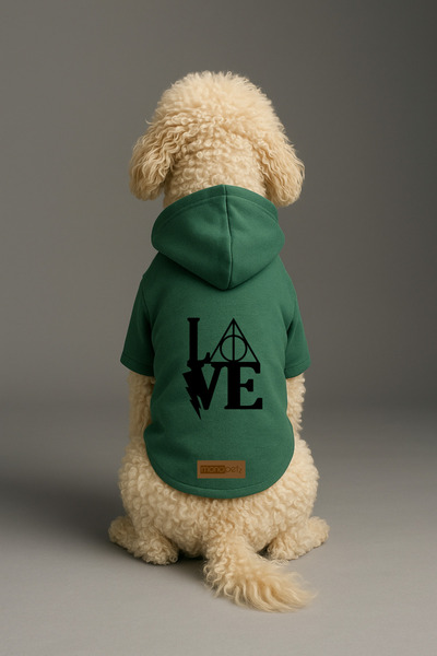 Monopetz Printed Dog and Cat Clothing & Dress with Fleece Inside - Green Colo...
