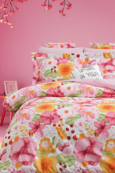 İQON طقم غطاء لحاف مع ملاءة مطاطية لسرير فردي لوتس سومون