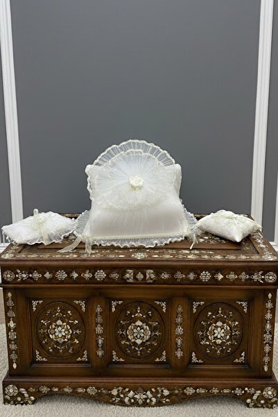 Çt Çeyizci Tekstil Satin Bundle Lace Embroidery Rose Laced Special Design Bundle Ornate Promise Engagement Purse Dowry 50X40