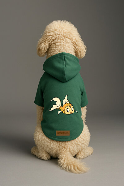 Monopetz Printed Dog and Cat Clothing & Dress with Fleece Inside - Green Colo...