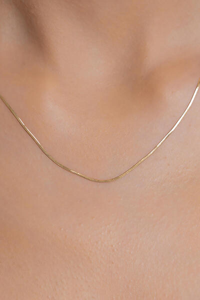 Bayar Gold 14 Ayar Altın İtalyan Yassı Ezme Kolye 1mm