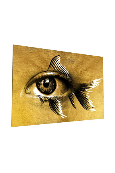 PozaTablou Pictură pe pânză: Ochi de pește în paletă aurie 70x50 cm