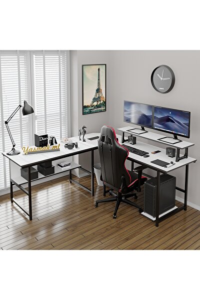 yasmak 200-b Beyaz L masa, Oyun masası, L-Tipi Bilgisayar Masası