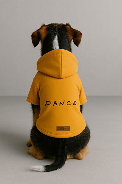 Monopetz Baskılı İçi Polarlı Köpek ve Kedi Kıyafeti & Elbisesi - Sarı Renk Kapüşonlu Hoodie B8B9A