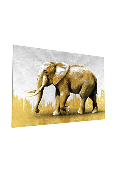PozaTablou Pictură pe pânză: Elefant auriu pe fundal neutru 40x30 cm