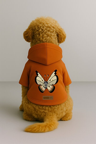 Monopetz Printed Dog and Cat Clothing & Dress with Fleece Inside - Orange Col...