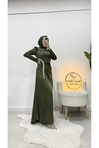 moda zeynaa Hüma Saten Tesettür Kadın Abiye