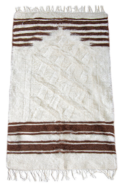 ihvan online Siirt Tiftik Hand-Woven Prayer Rug Wool Prayer Mat White