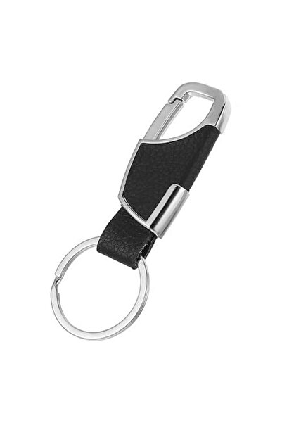 Sarphia Store Keychain with Carabiner, Chromed, Universal, Leather, Silver/Black