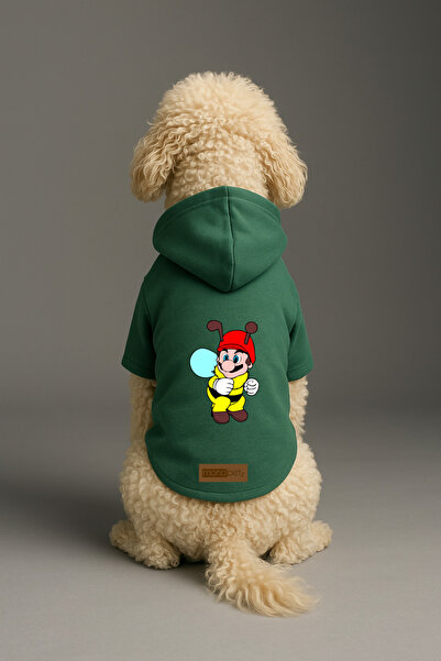 Monopetz Printed Dog and Cat Clothing & Dress with Fleece Inside - Green Colo...
