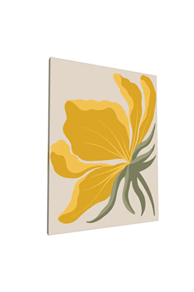 PozaTablou Pictură pe pânză: Floare abstractă boemă în tonuri de galben 70x90 cm