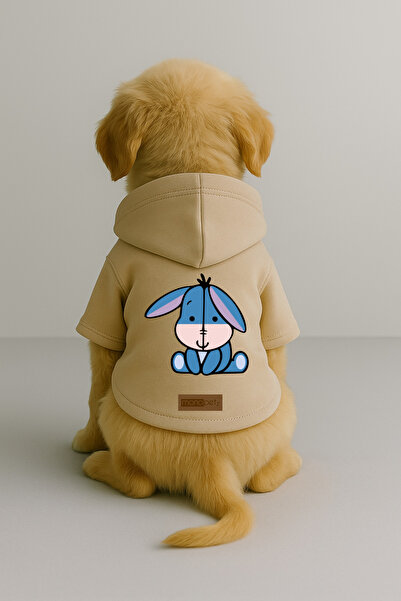 Monopetz Baskılı İçi Polarlı Köpek ve Kedi Kıyafeti & Elbisesi - Bej Renk Kap...