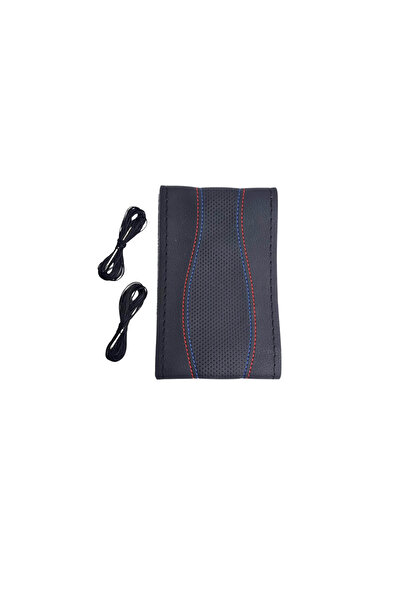 PARADOX SINCE 1992 Διάτρητο κάλυμμα τιμονιού από οικολογικό δέρμα με βελόνα και κλωστή κόκκινο/μπλε 37-39 cm