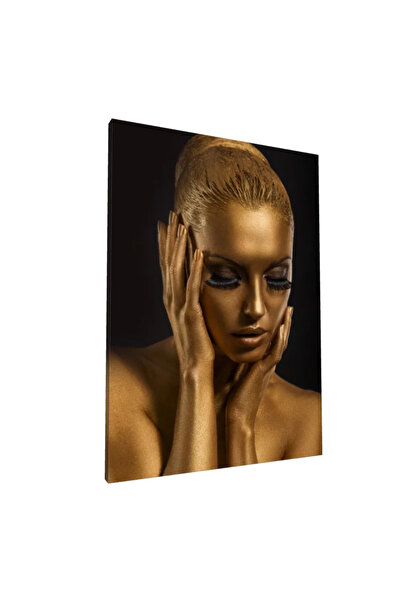 PozaTablou Pictură pe pânză: Portret artistic auriu în umbre 70x100 cm