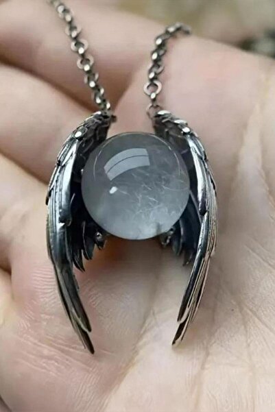 Karakedi Silver Angel Wing Quartz Sphere Pendant