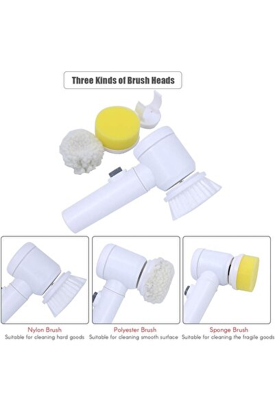 Generic Electric Cleaning Brush 5-in-1 USB Rechargeable Power Scrubber Kitchen Bathroom Tile Tub Cleaner