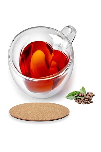 GABOS Pahar cu pereți dubli în formă de inimă și mâner 240 ml (borosilicat, transparent)