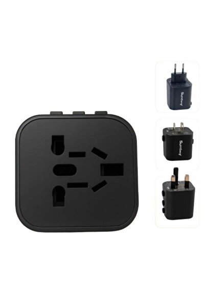 SMART BARRY محول السفر العالمي Smartbarry AC01 - محول طاقة عالمي متعدد الاستخدامات مع منافذ AUS/EU/US/UK