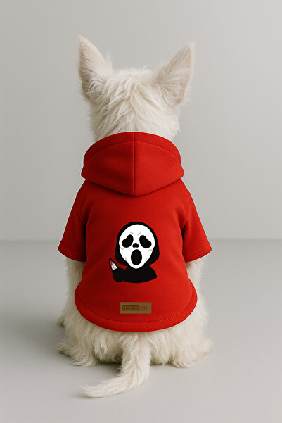 Monopetz ملابس وثوب للكلاب والقطط مع بطانة من الصوف مطبوع - لون أحمر K بغطاء ...