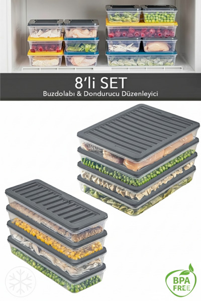 ego home حاوية تخزين مكونة من 8 قطع، حاوية تخزين المواد الغذائية متوافقة مع الميكروويف، أنثراسيت 4 × 2500 مل - 4 × 1000 مل