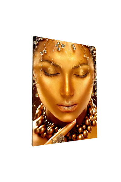 PozaTablou Pictură pe pânză - Portret auriu cu elemente decorative 70x100 cm