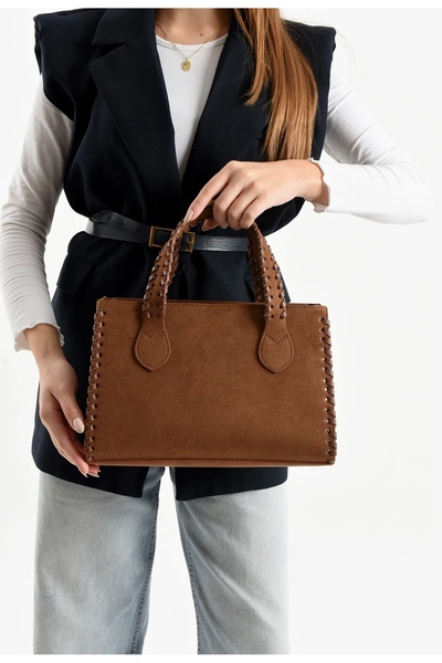 grand coco Kadın Süet Taba El Ve Omuz Çantası