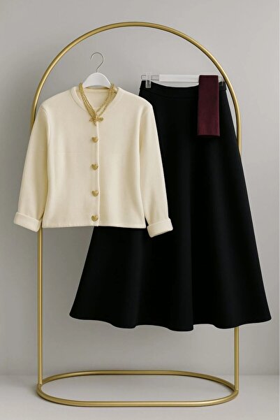 modapark.ist طقم نسائي من التريكو على شكل قلب مع تنورة سكوبا