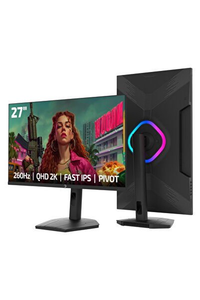GamePower Lunis L90 27'' 260Hz 0.5Ms Fast IPS QHD 2K RGB Pivot Gaming Monitör (Sıfır Ölü Piksel Garantili)