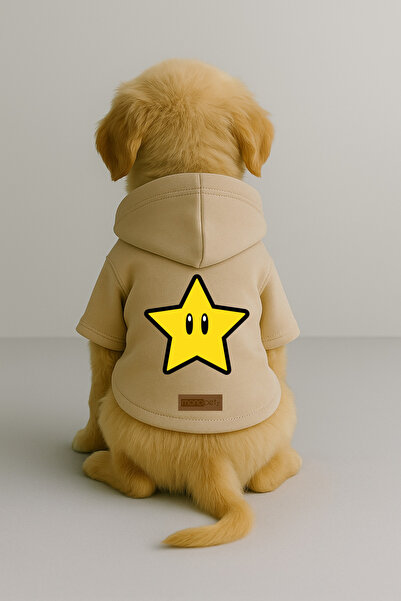 Monopetz Printed Dog and Cat Clothing & Dress with Fleece Inside - Beige Colo...