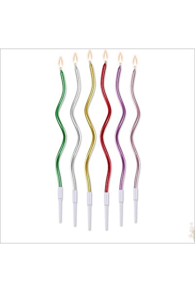 EFE PASTACILIK Zikzak MUM Karışık Renkli 15 cm 6 Lı renkler(gold, mor,rose go...