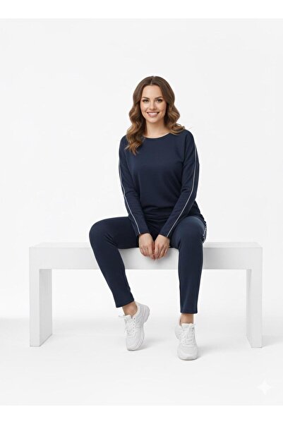 HYEM SET DE PIZAMĂ DIN ȚESĂTURĂ COMPACTĂ MODAL CU DETALII CU DUNGĂ, PENTRU FEMEI