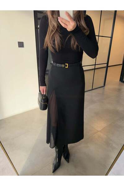 BB Bensu Buyruk TRANSPARAN YIRTMAÇLI MAXİ ETEK