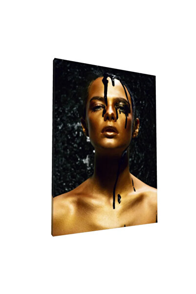 PozaTablou Pictură pe pânză: Portret aurit cu accente negre 70x100 cm