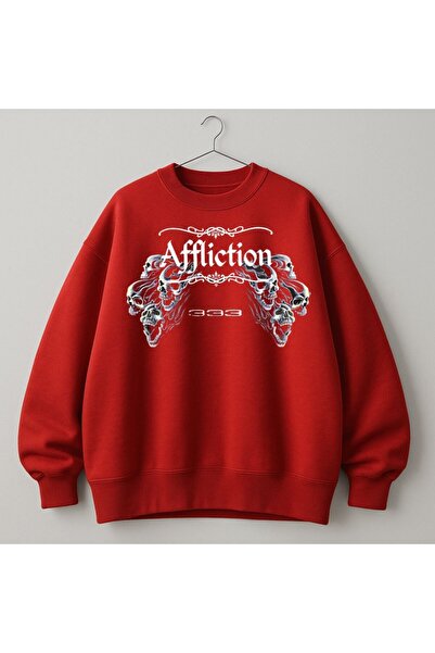 MAYDAY CULTURE Red Affliction Design Hanorac unisex cu două fire, imprimat DT...